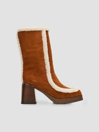 Pollini Women's Suede & Shearling Ankle Boots In Orange