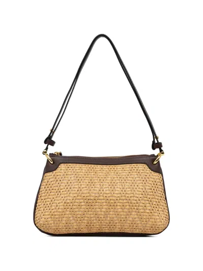 Pollini Woven-design Leather-trim Shoulder Bag In Brown