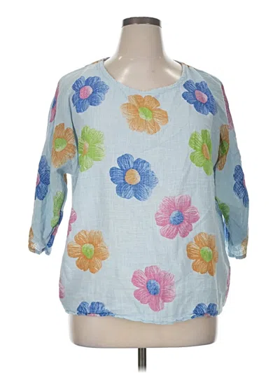 Pre-owned Polly 3/4 Sleeve Blouse In Blue