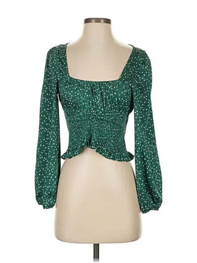 Pre-owned Polly 3/4 Sleeve Blouse In Green