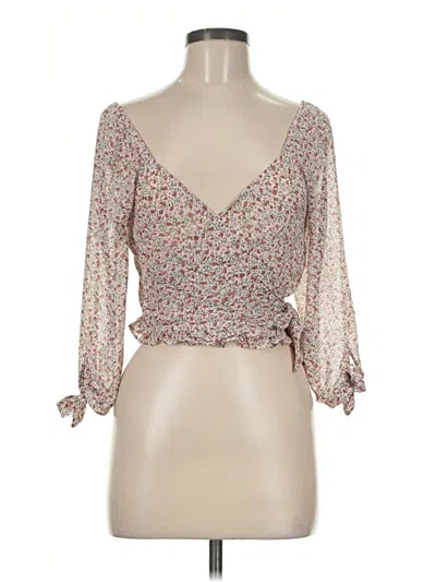 Pre-owned Polly 3/4 Sleeve Blouse In Tan
