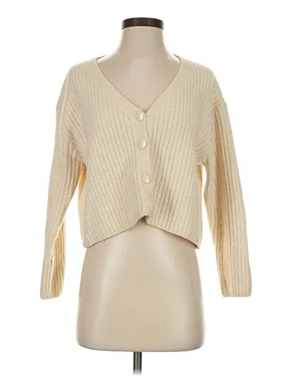 Pre-owned Polly 3/4 Sleeve Top Ivory Plunge Neckline Tops In White