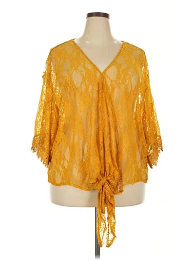 Pre-owned Polly & Esther 3/4 Sleeve Blouse In Yellow