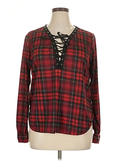 Pre-owned Polly & Esther Long Sleeve Blouse In Red