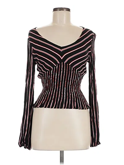 Pre-owned Polly & Esther Long Sleeve Top Black Sweetheart Neckline Tops