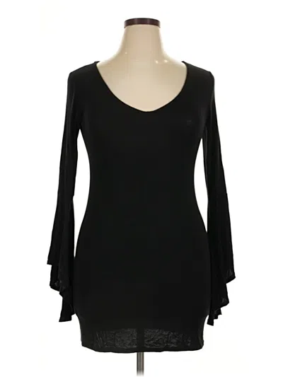 Pre-owned Polly & Esther Long Sleeve Top Black Sweetheart Neckline Tops