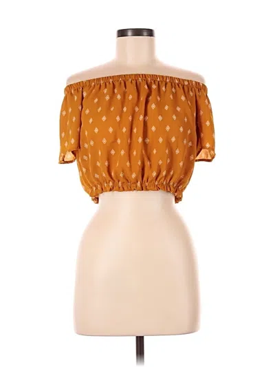 Pre-owned Polly & Esther Short Sleeve Blouse In Brown