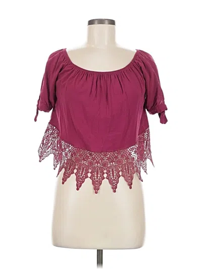 Pre-owned Polly & Esther Short Sleeve Blouse In Burgundy