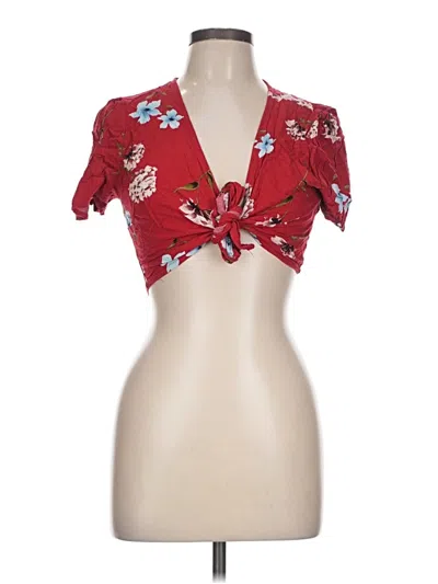 Pre-owned Polly & Esther Short Sleeve Blouse In Red
