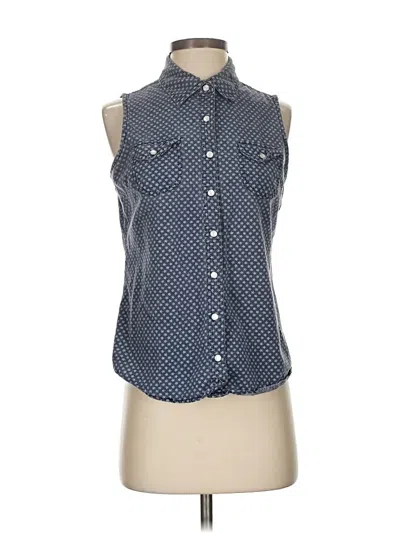 Pre-owned Polly & Esther Sleeveless Button Down Shirt In Blue