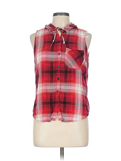 Pre-owned Polly & Esther Sleeveless Button Down Shirt In Red