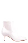 Polly Plume Glossy Leather Ankle Boots With Pointed Toe In White