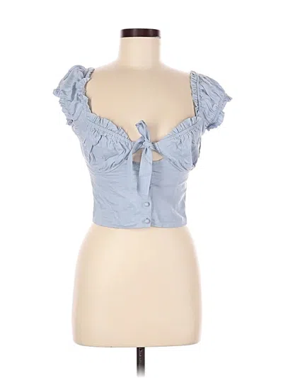Pre-owned Polly Short Sleeve Top Blue Sweetheart Neckline Tops