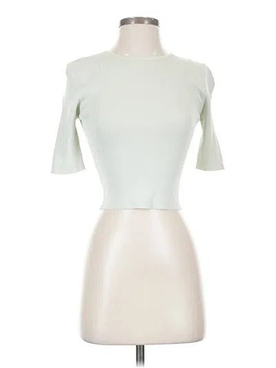 Pre-owned Polly Short Sleeve Top Ivory Mock Neckline Tops In White