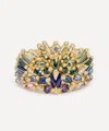Polly Wales 18ct Gold Blue And Green Uber Half Shield Ring In Multi