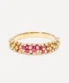 Polly Wales 18ct Gold Hot Pink Rainbow River Band Ring In Gold