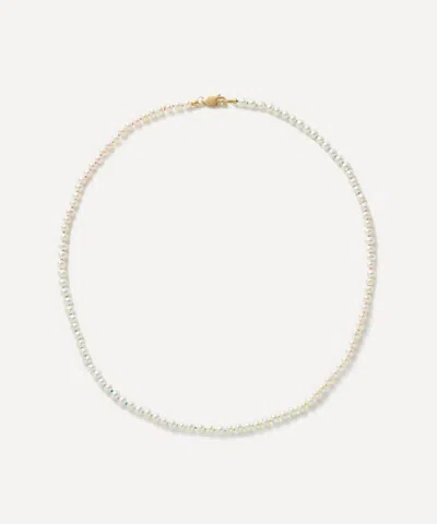 Polly Wales 18ct Gold Pearl Rainbow Necklace In White