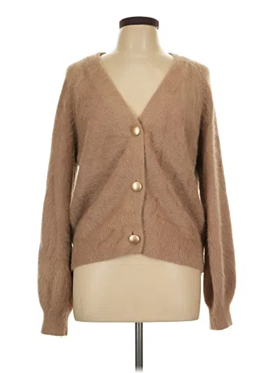 Pre-owned Polly Wool Cardigan Sweater In Tan