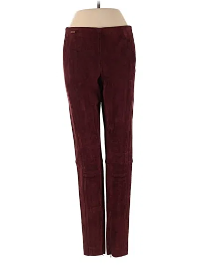 Pre-owned Polo By Ralph Lauren Leather Pants In Burgundy
