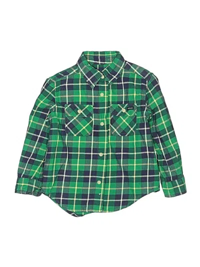 Pre-owned Polo By Ralph Lauren Kids' Long Sleeve Button Down Shirt In Green