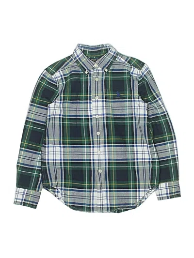 Pre-owned Polo By Ralph Lauren Kids' Long Sleeve Button Down Shirt In Green