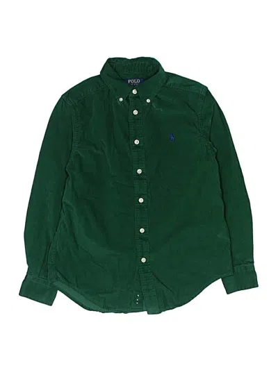 Pre-owned Polo By Ralph Lauren Kids' Long Sleeve Button Down Shirt In Green