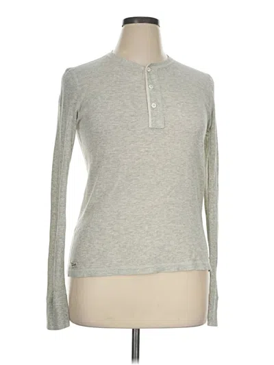 Pre-owned Polo By Ralph Lauren Long Sleeve Top Gray Solid Pattern Crew Neck Tops
