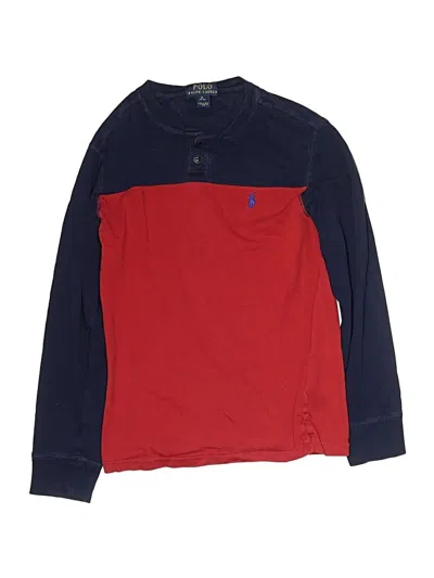 Pre-owned Polo By Ralph Lauren Kids' Long Sleeve Top Red Henley Shirt Neckline Tops
