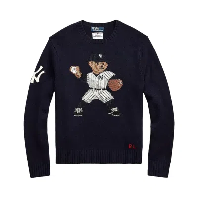 Pre-owned Polo By Ralph Lauren X New York Yankees Pullover Sweater 'navy' | Blue | Men's Size L