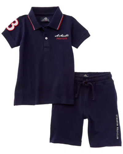 Polo Club St. Martin Kids' 2pc Polo Shirt & Short Set In Blue