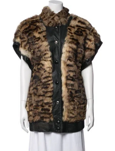 Pre-owned Polo Norte Animal Print Vest In Brown
