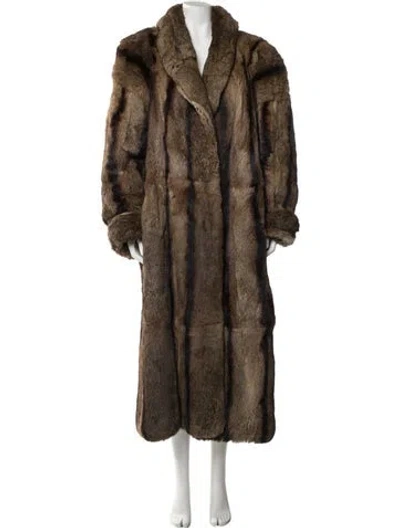Pre-owned Polo Norte Vintage Faux Fur Fur Coat In Brown