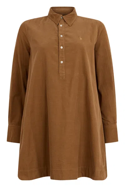 Polo Ralph Lauren 100% Cotton Tunic Dress In Tan