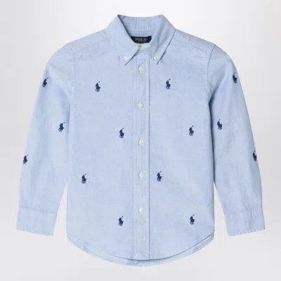 Polo Ralph Lauren Light Blue Button Down Shirt With Logos