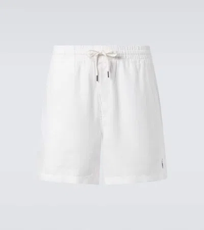 Polo Ralph Lauren Prepster Straight-leg Logo-embroidered Cotton-corduroy Drawstring Shorts In White