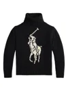Polo Ralph Lauren Polo-player Intarsia Wool Sweater In Black