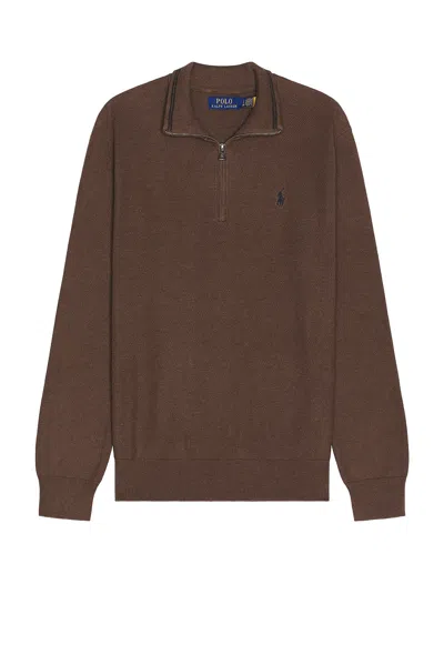 Polo Ralph Lauren Logo-embroidered Polo-collar Sweater In Brown