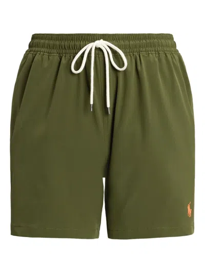 Polo Ralph Lauren Mens Supply Olive Traveller Logo-embroidered Recycled Polyester-blend Swim Shorts In New Olive