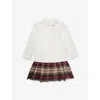 Polo Ralph Lauren Kids' 147 Cream Red Multi Girls' Drop-waist Plaid-skirt Stretch-woven Mini Dress