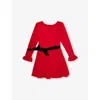 Polo Ralph Lauren Kids' Girls' Logo-embroidered Pleated Stretch-woven Dress 147 Cream Red Multi