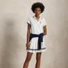 Polo Ralph Lauren 16" Pleated A-line Performance Skort In Ceramic White/navy