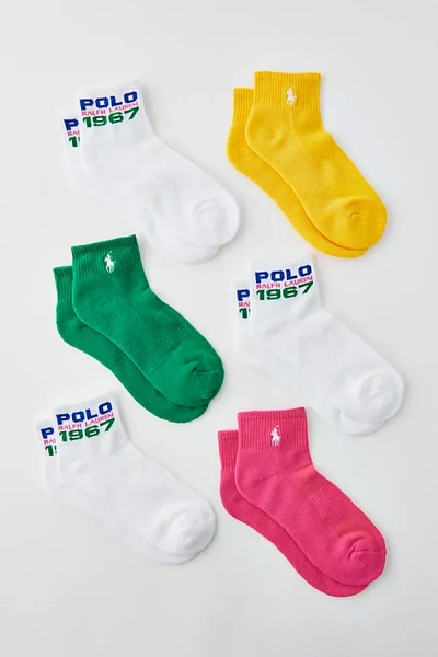 Polo Ralph Lauren 1967 Quarter Crew Sock 6-pack In Assorted, Women's At Urban Outfitters In Multi