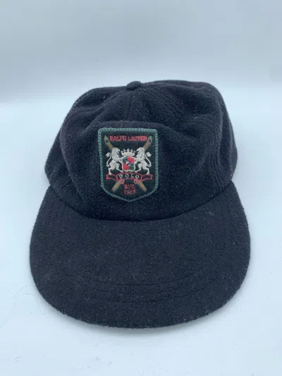 Pre-owned Polo Ralph Lauren 1990s T Wool Crest Very Cap Size L In Black