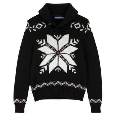 Pre-owned Polo Ralph Lauren 1990s Polo Sport Ralph Lauren Navy Blue Wool Snowflake Nordic Jumper