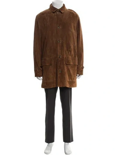 Pre-owned Polo Ralph Lauren 2000's Leather Parka In Brown