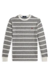 Polo Ralph Lauren Big Boys Striped Waffle Cotton Long-sleeve Tee In Gray