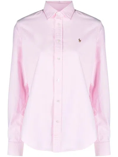 POLO RALPH LAUREN LS CRLTE ST LONG SLEEVE BUTTON FRONT SHIRT,211891377 002 BATH PINK