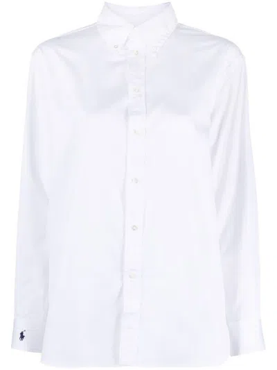 POLO RALPH LAUREN LONG SLEEVES LIGH ST-BUTTON FRONT SHIRT,211.891422 001 WHITE