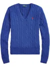 Polo Ralph Lauren Logo-embroidered Cable-knit Sweatshirt In Blue