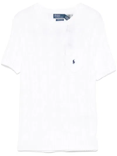 POLO RALPH LAUREN CTN CBL TEE SHORT SLEEVE PULLOVER,211895379005 005 WHITE